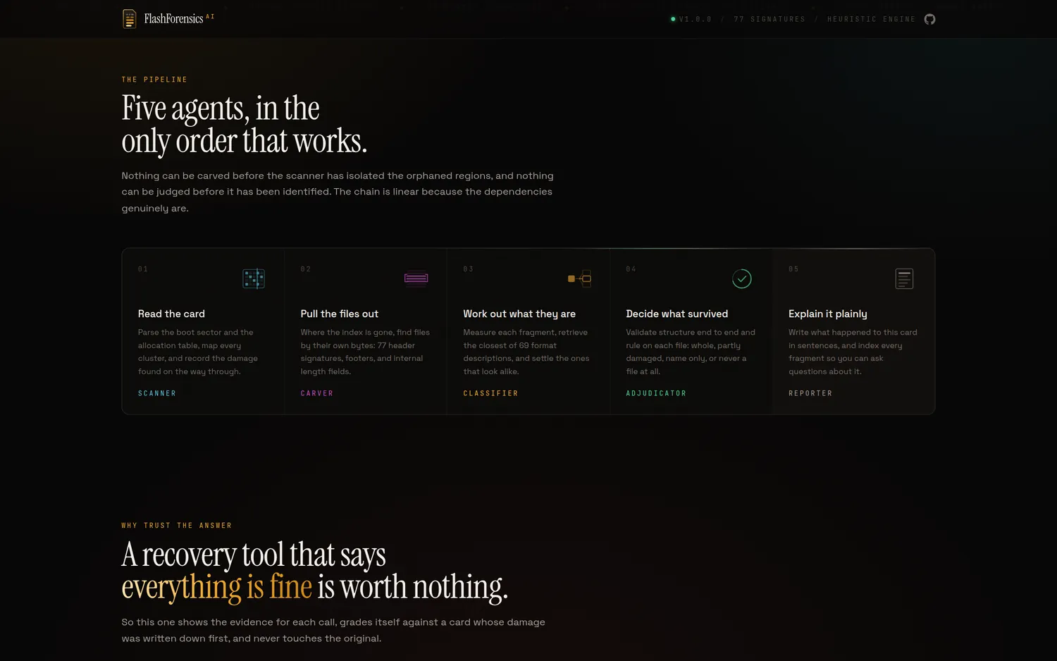 FlashForensics AI interface, screen 2