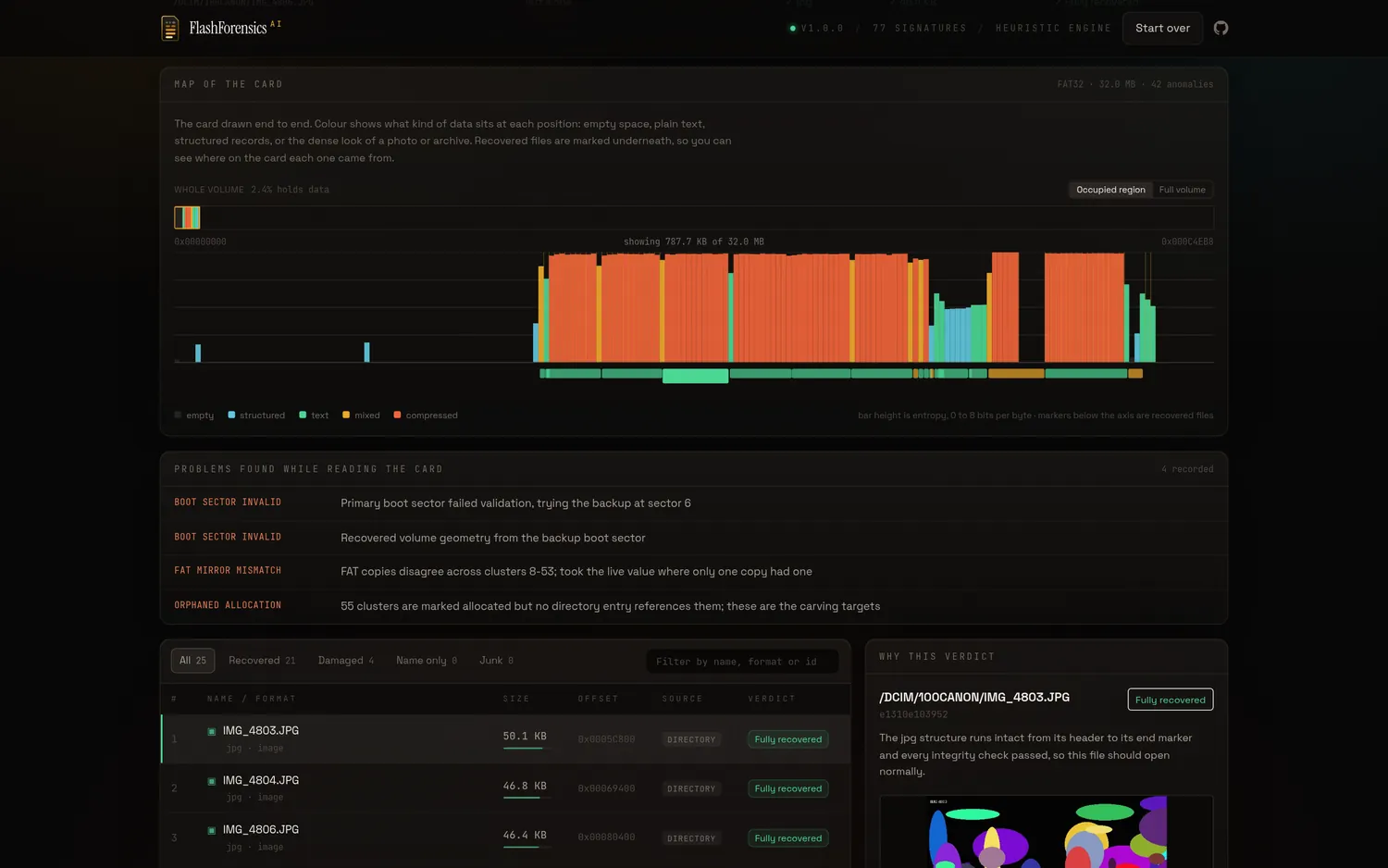 FlashForensics AI interface, screen 4